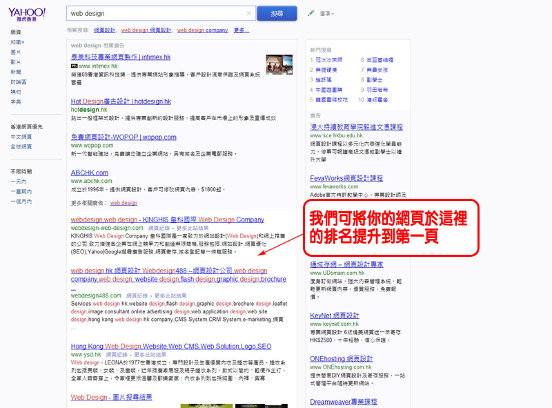 Yahoo 自然搜尋結果 SEO 示例